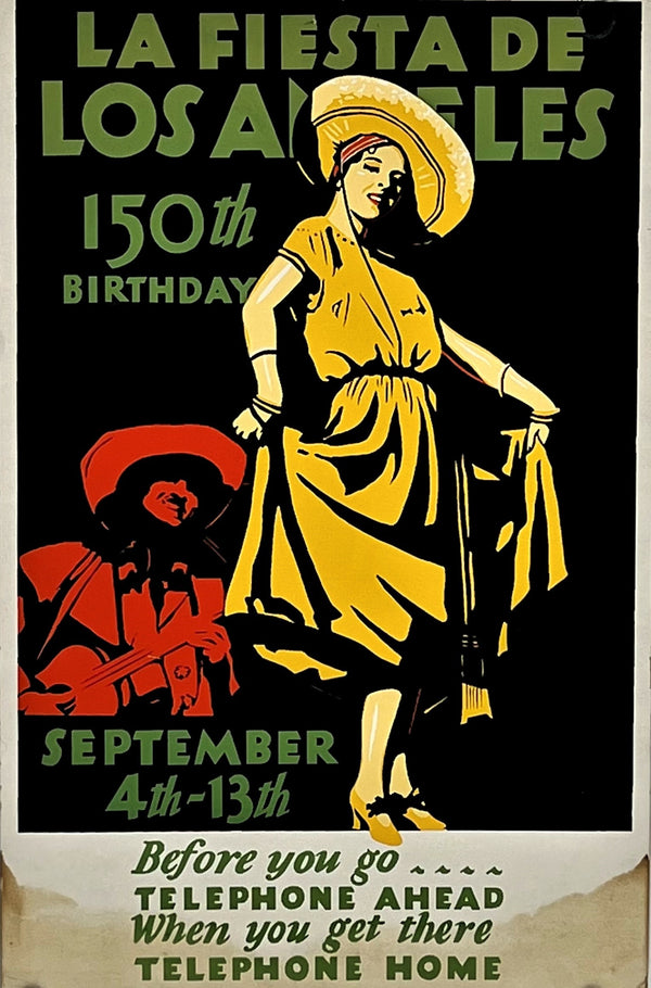 La Fiesta de Los Angeles- Window Card - Authentic Vintage Window Card