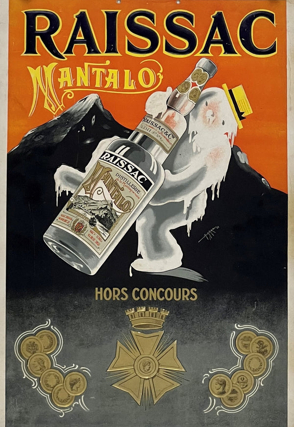 Mantalo, Raissac Liqour - Authentic Vintage Window Card
