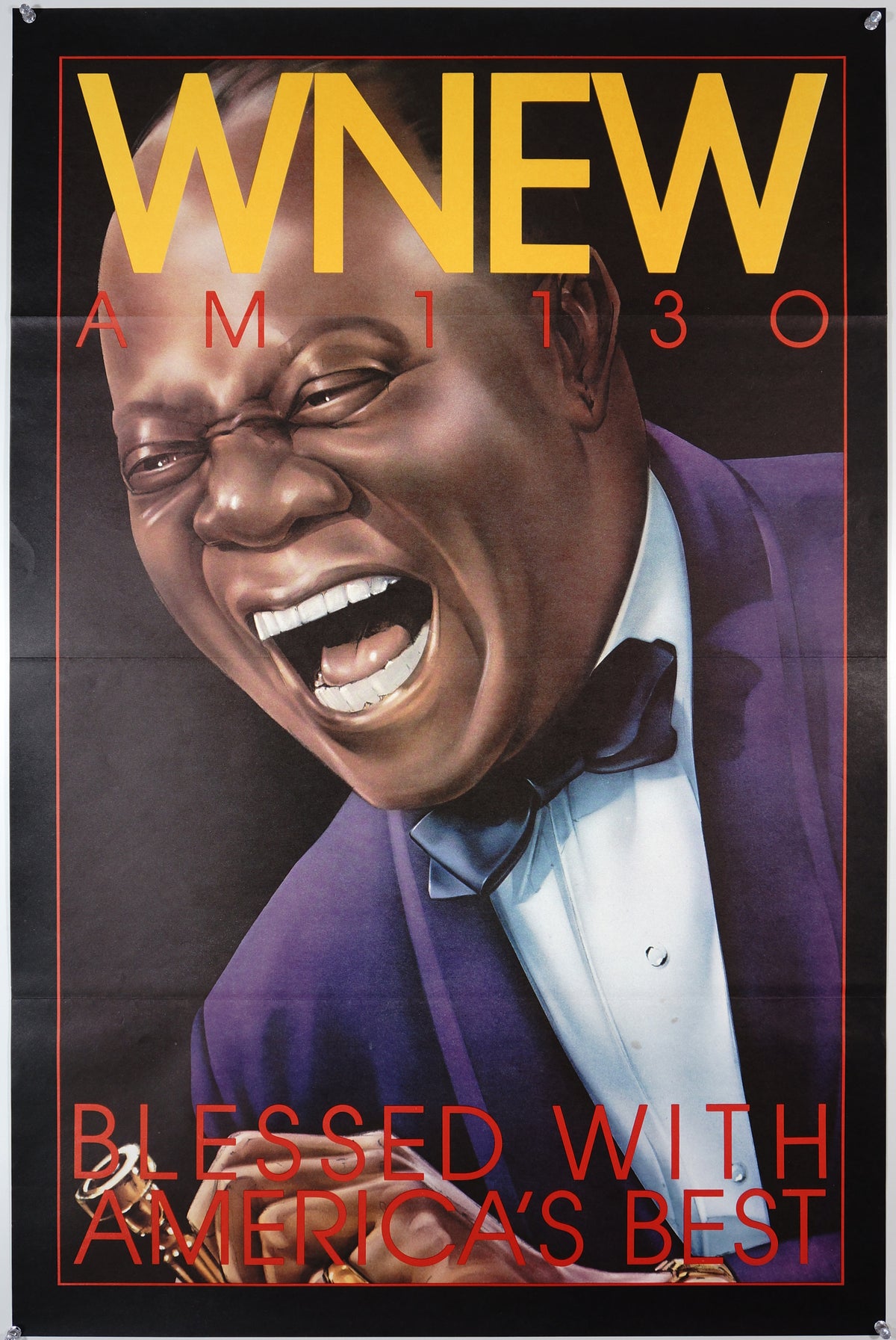 WNEW- Louis Armstrong - Authentic Vintage Poster