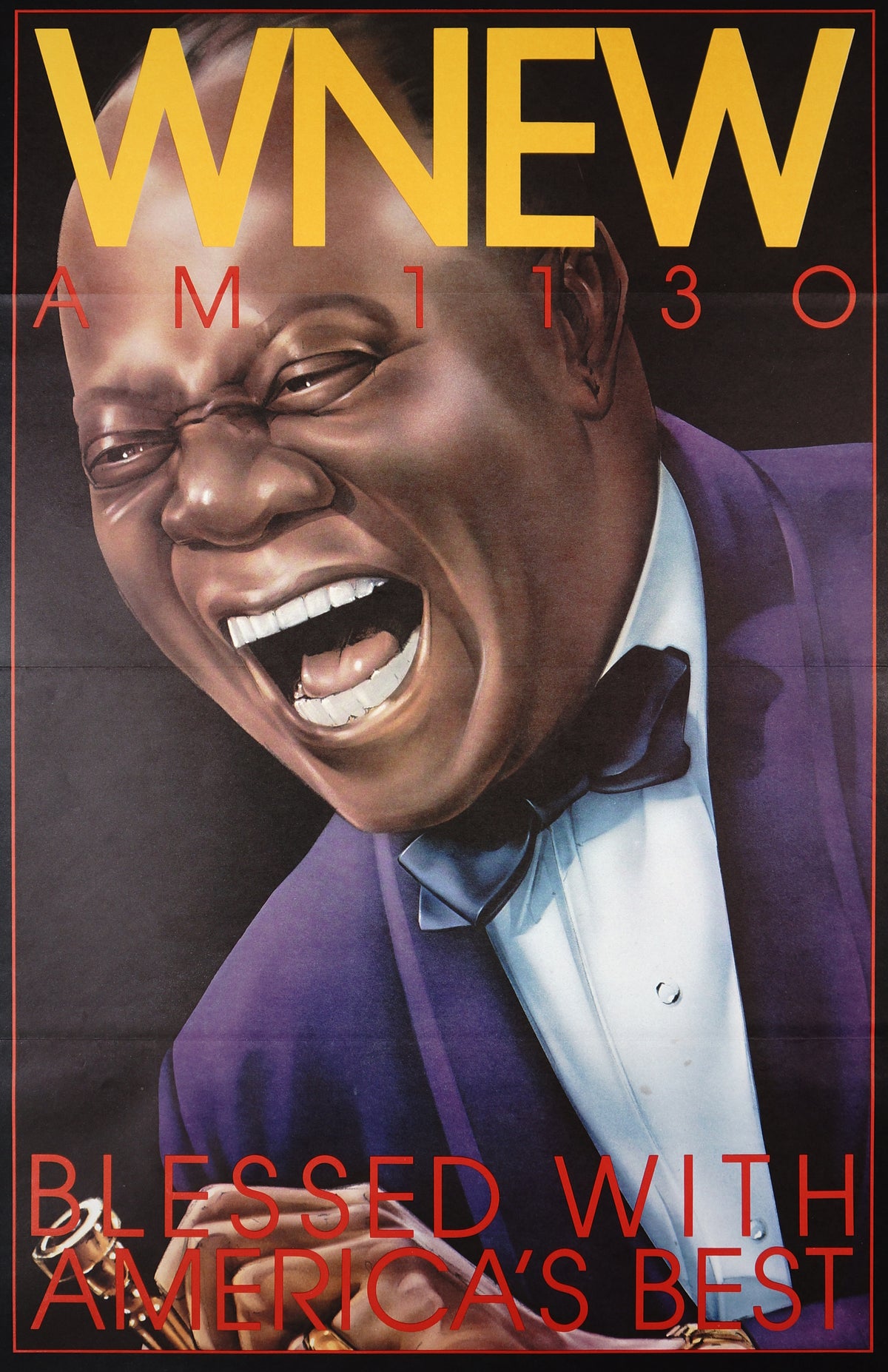 WNEW- Louis Armstrong - Authentic Vintage Poster