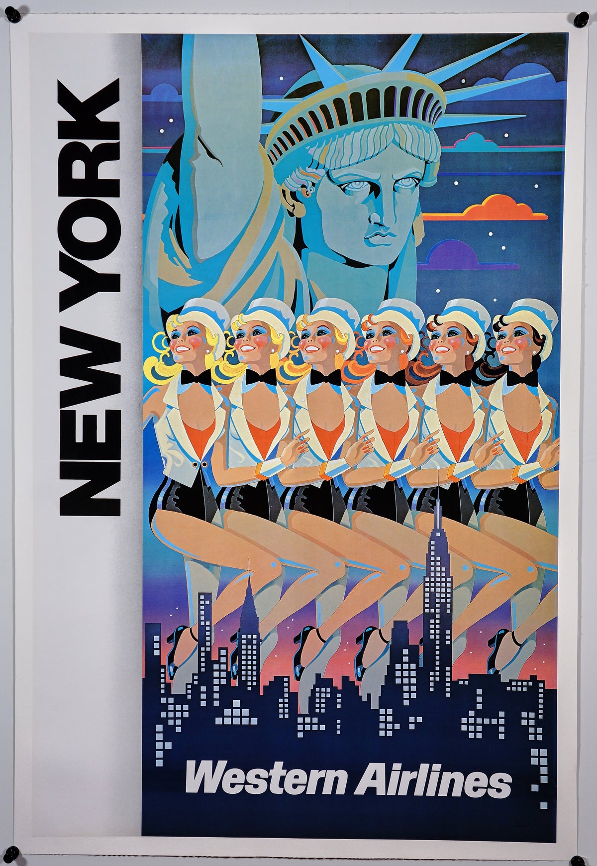 New York- Western Airlines - Authentic Vintage Past Sale