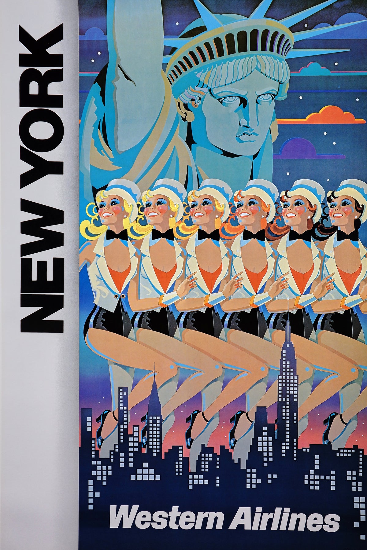 New York- Western Airlines - Authentic Vintage Past Sale