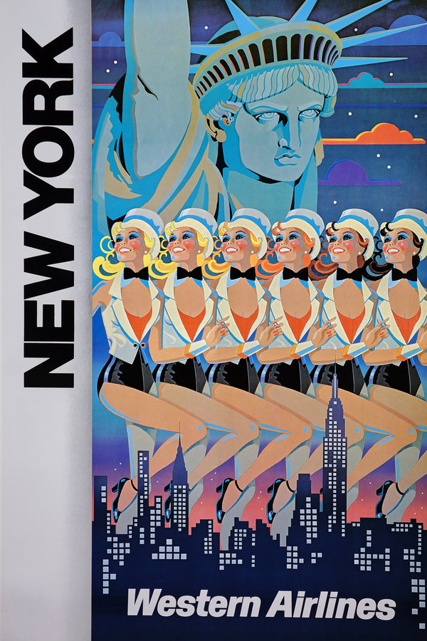 New York- Western Airlines - Authentic Vintage Poster