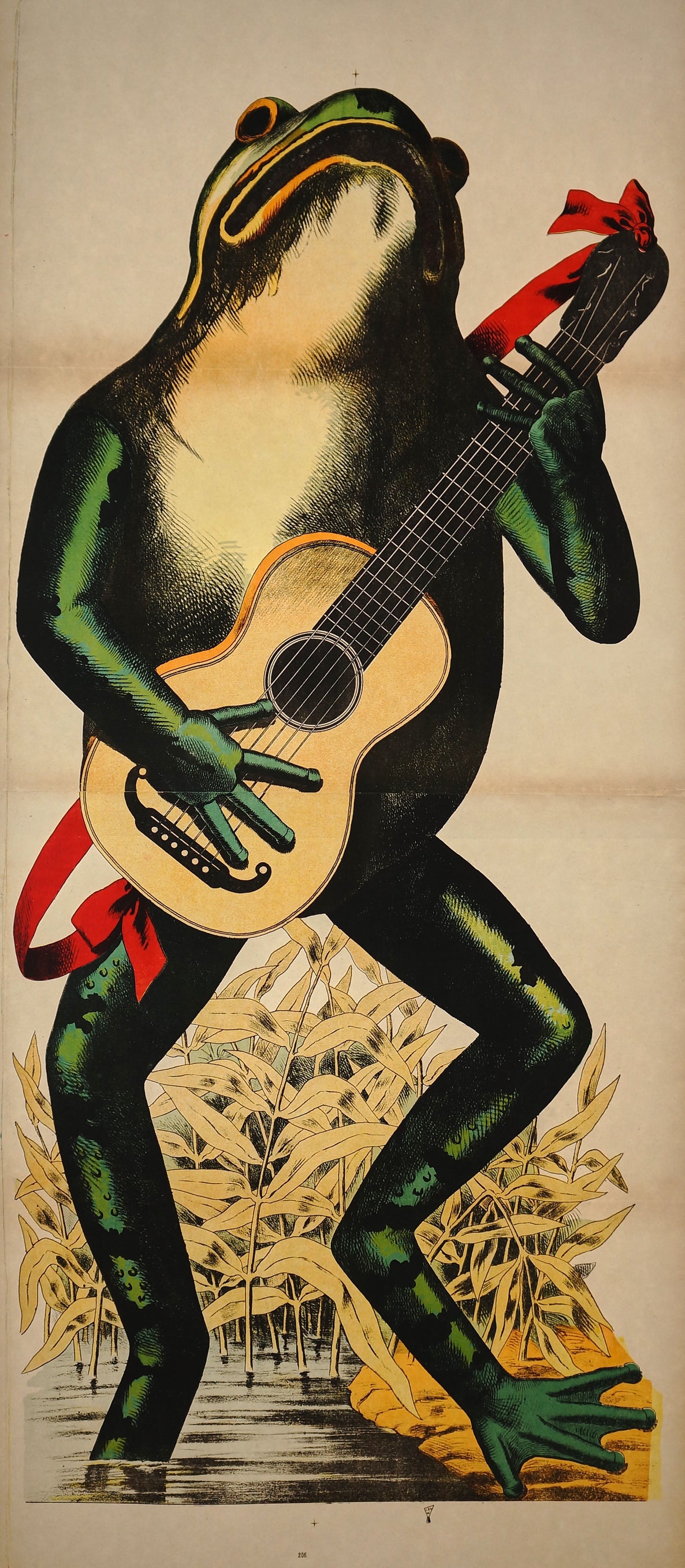 Wissembourg Frog with Guitar - Authentic Vintage Poster