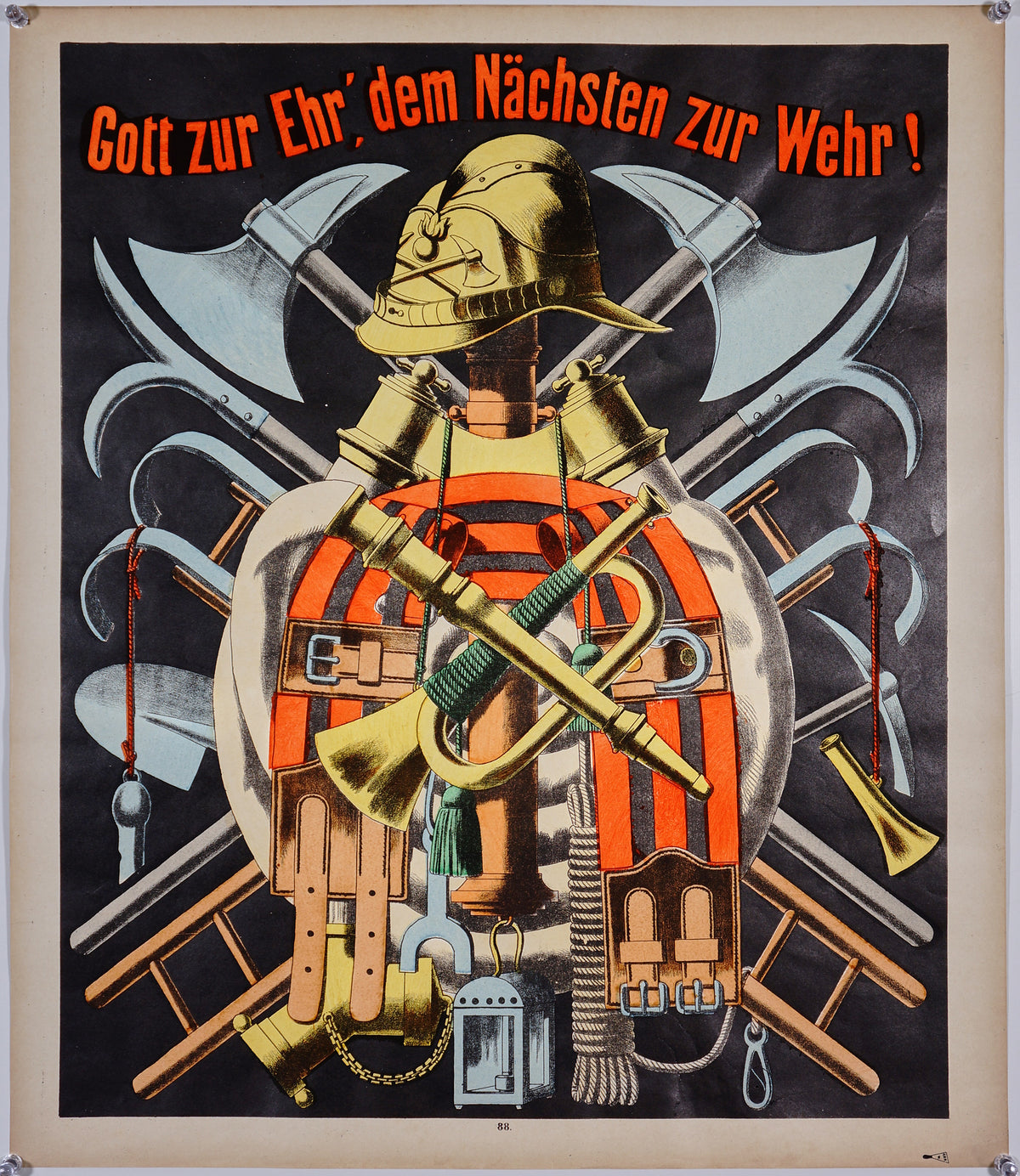 Wissembourg Firefighter Coat of Arms No. 88 - Authentic Vintage Poster
