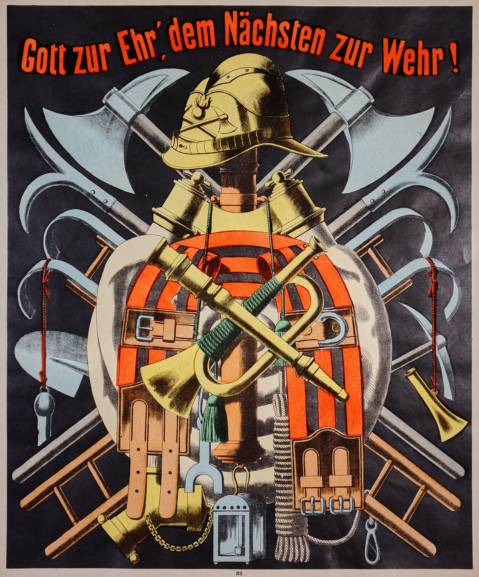 Wissembourg Firefighter Coat of Arms No. 88 - Authentic Vintage Poster