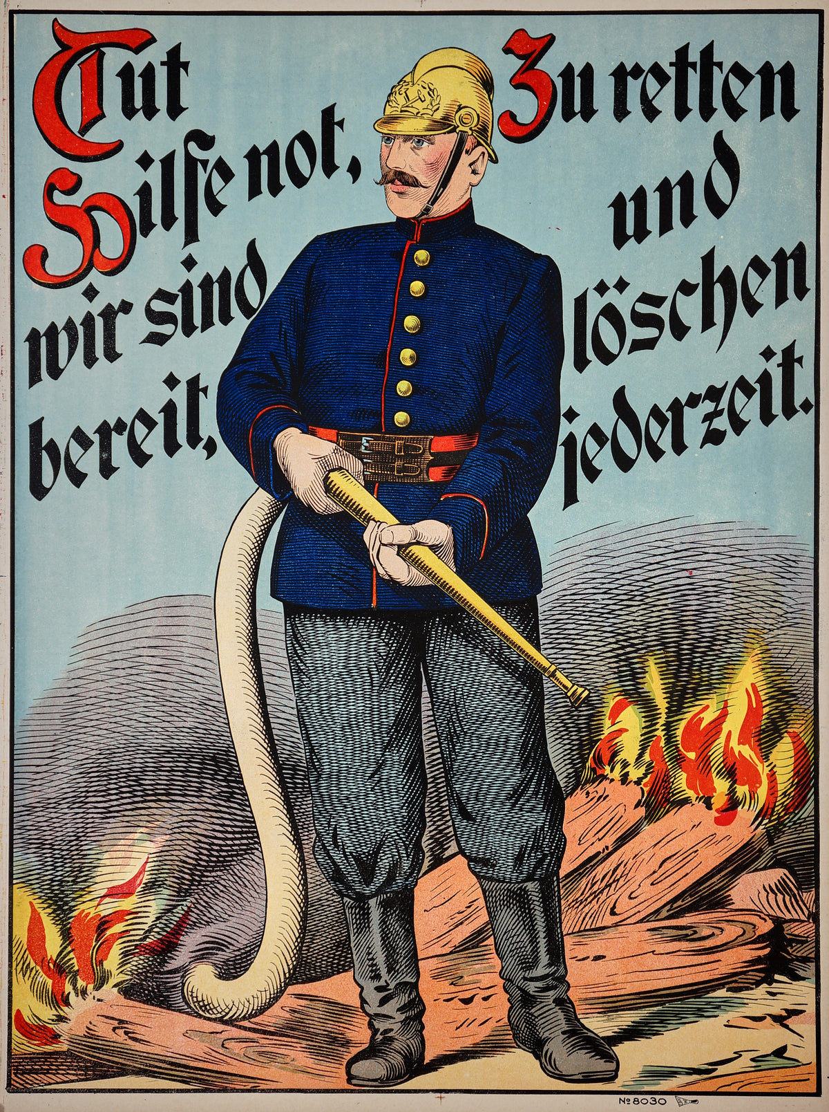 Wissembourg Firefighter No. 8030 - Authentic Vintage Poster