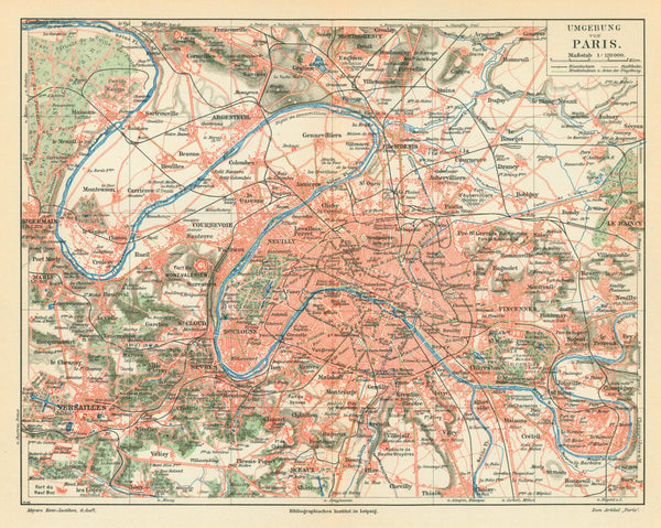 Paris, France- Antique Map - Authentic Vintage Map