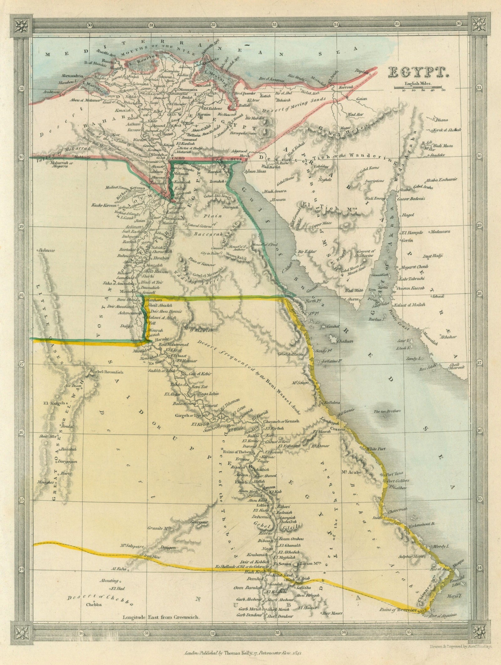 Ancient Egypt- Antique Map (1841) - Authentic Vintage Antique Print