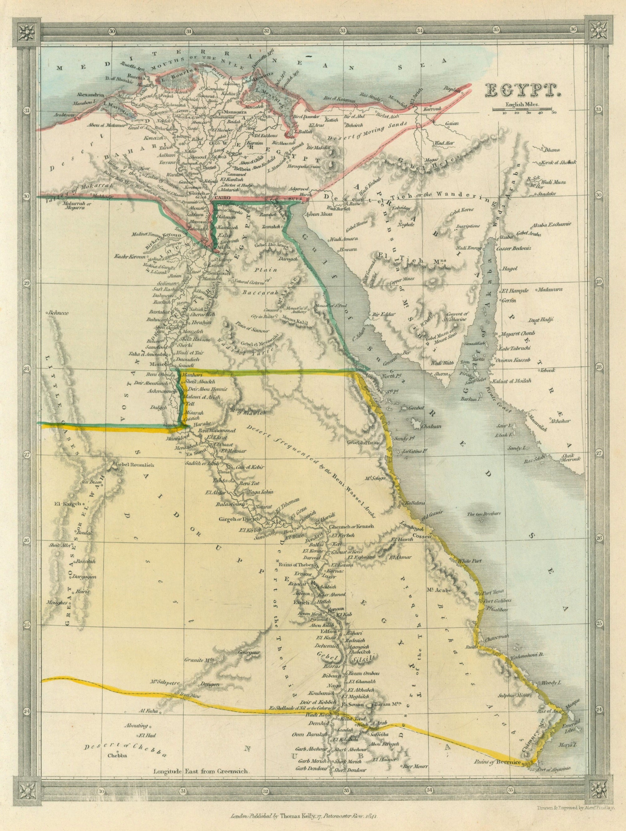 Ancient Egypt- Antique Map (1841) - Authentic Vintage Antique Print