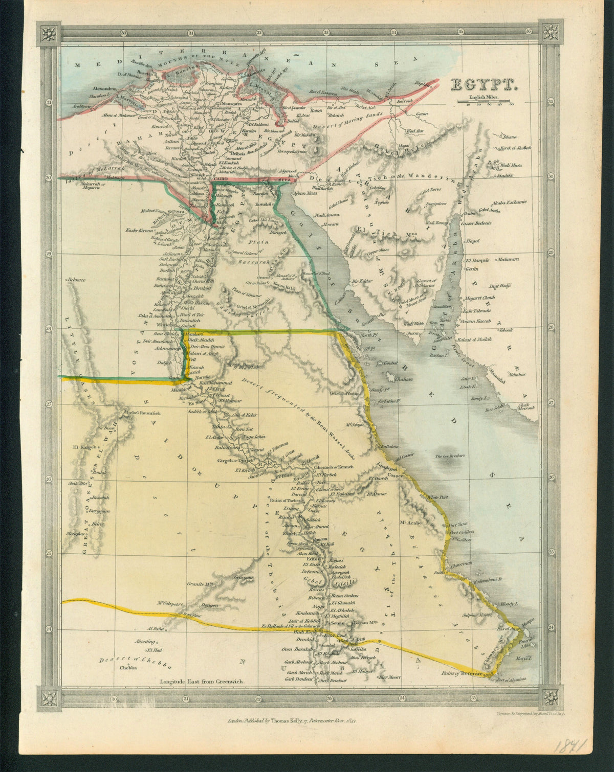Ancient Egypt- Antique Map (1841) - Authentic Vintage Antique Print