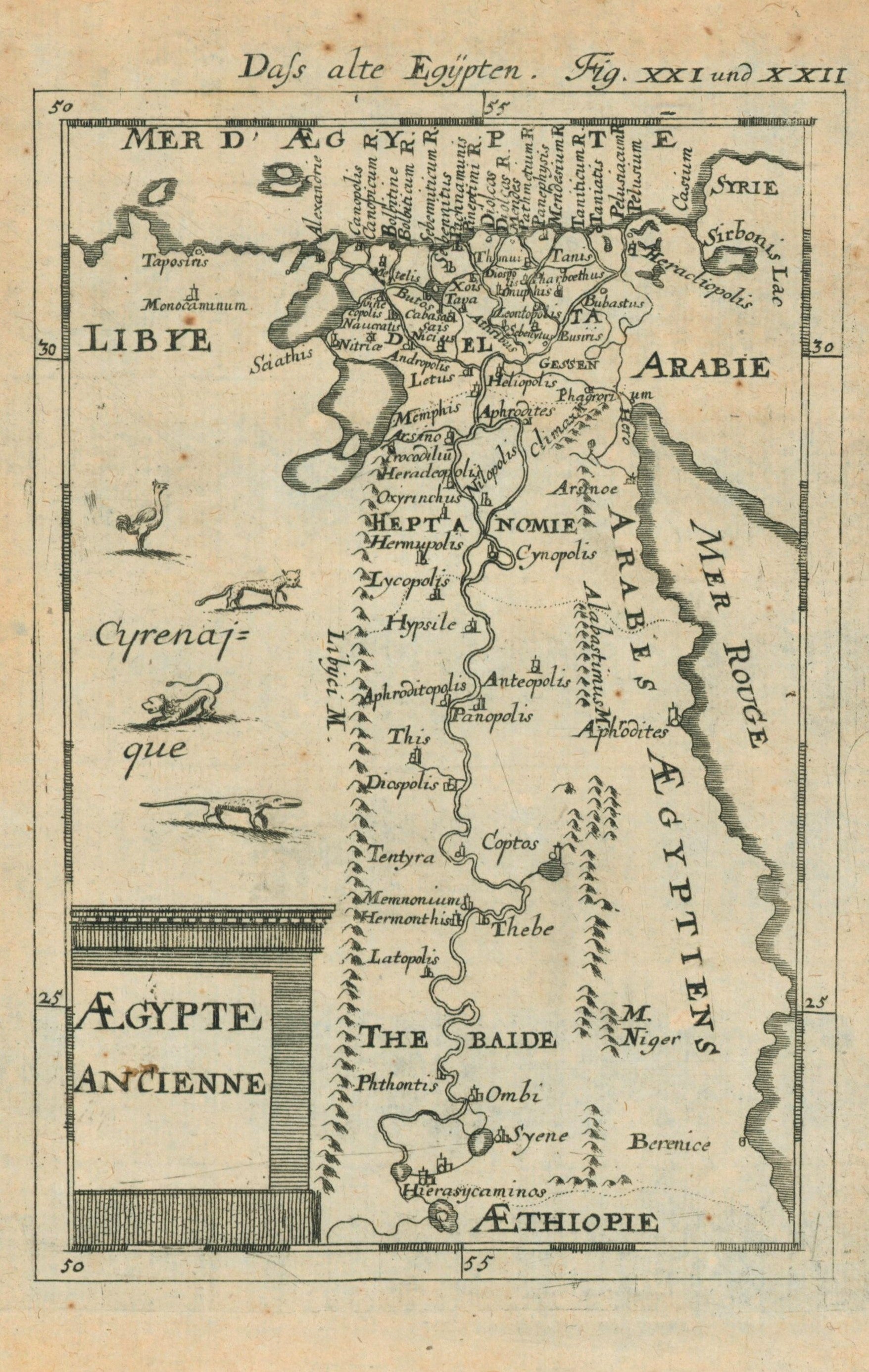 Ancient Egypt- Antique Map - Authentic Vintage Antique Print