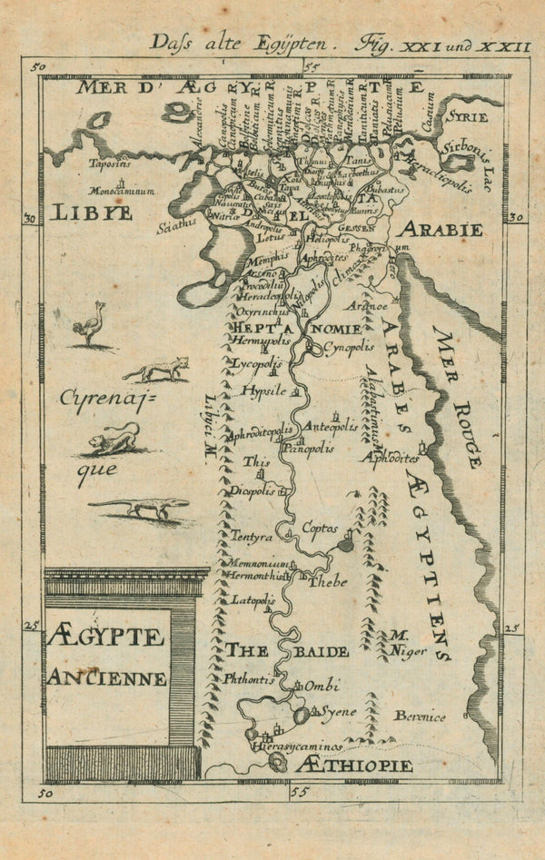 Ancient Egypt- Antique Map - Authentic Vintage Map