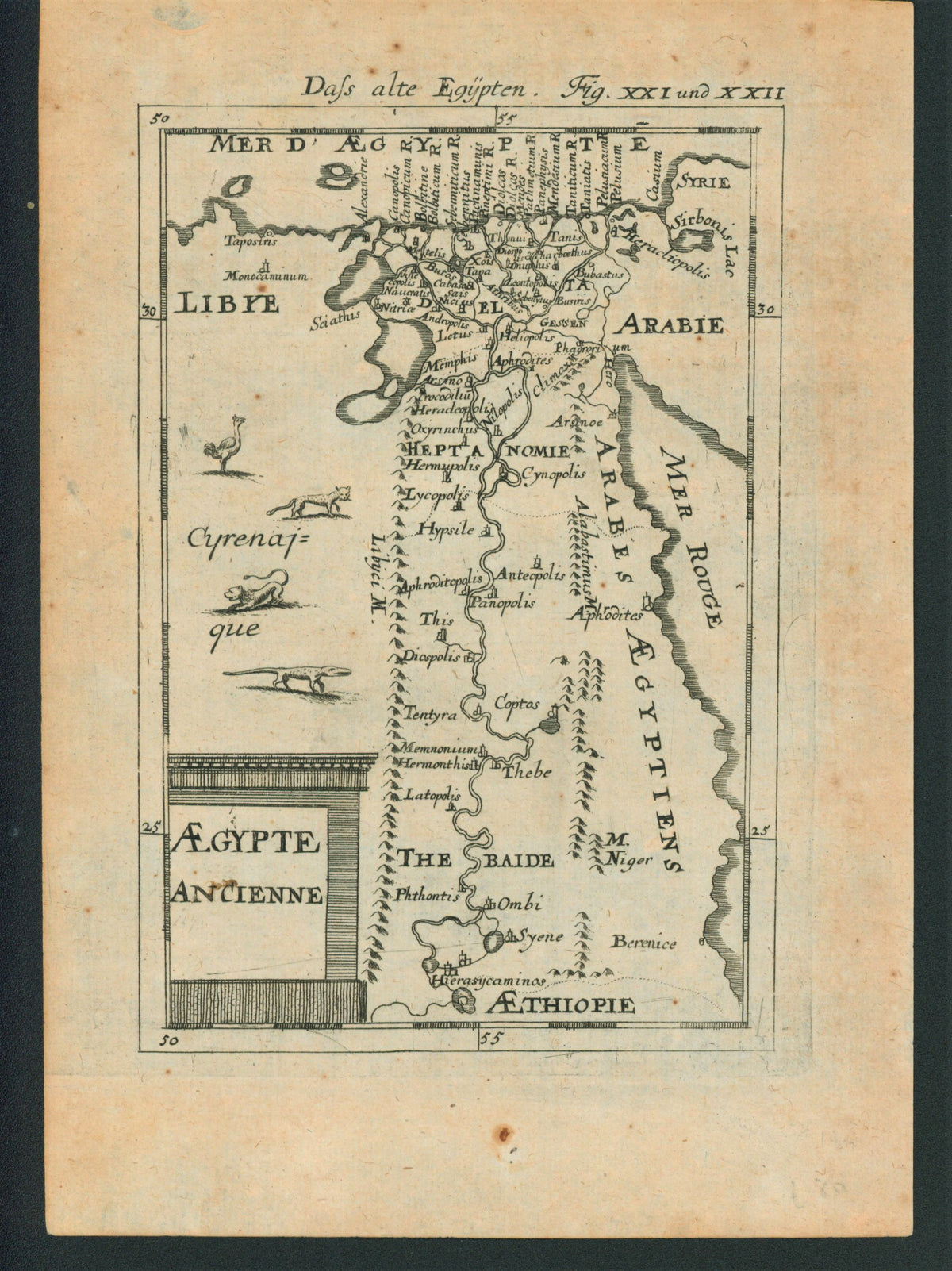 Ancient Egypt- Antique Map - Authentic Vintage Antique Print