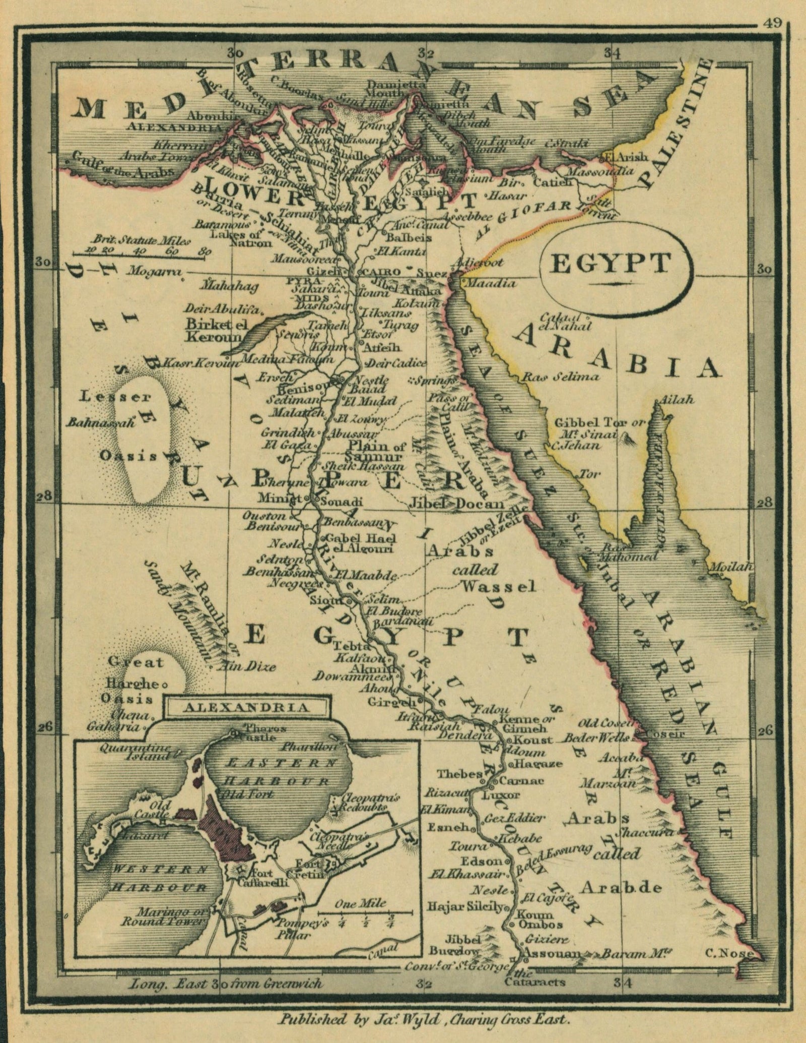 Ancient Egypt- Antique Map - Authentic Vintage Antique Print