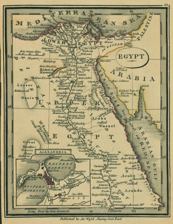 Ancient Egypt- Antique Map - Authentic Vintage Map