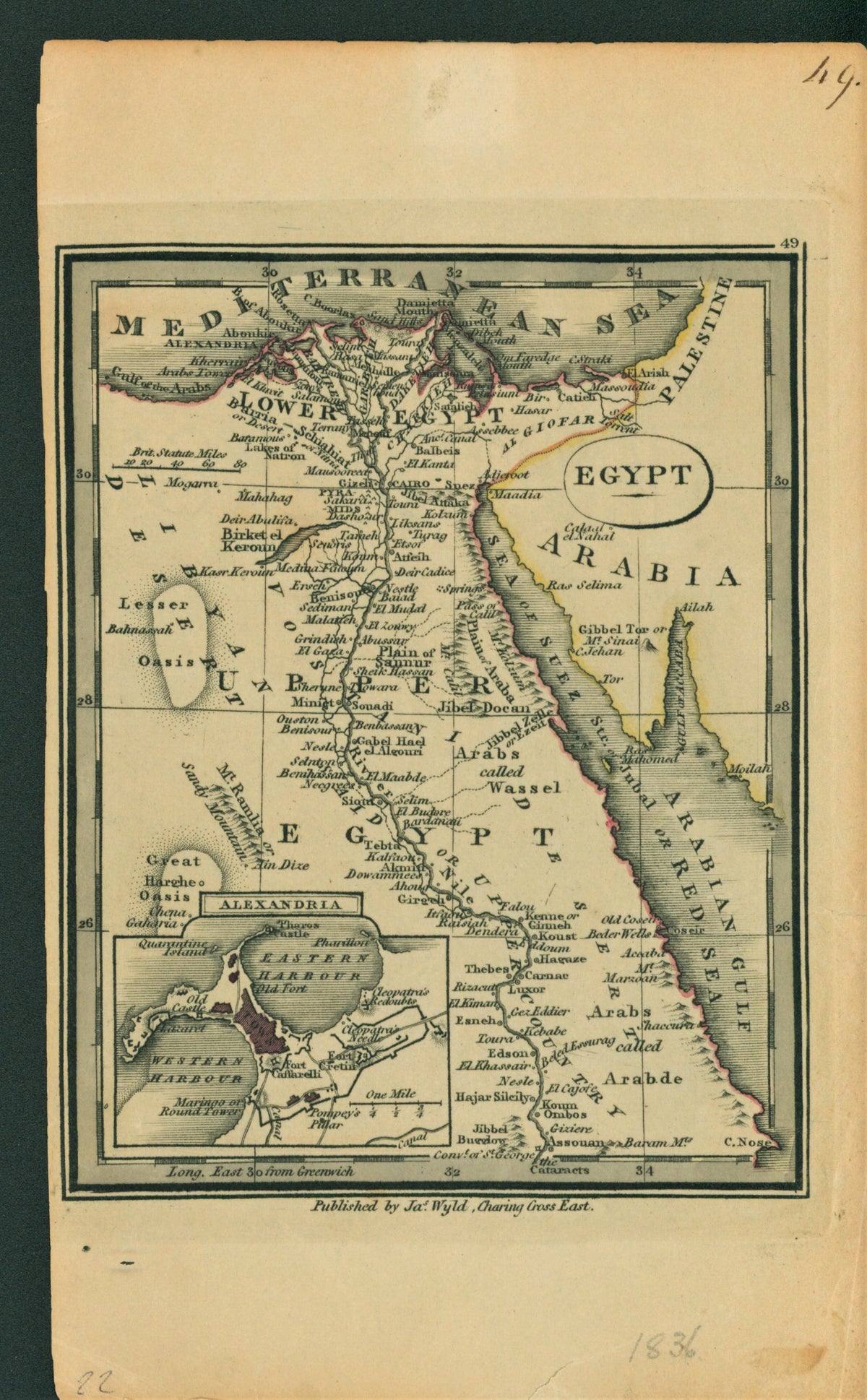 Ancient Egypt- Antique Map - Authentic Vintage Antique Print