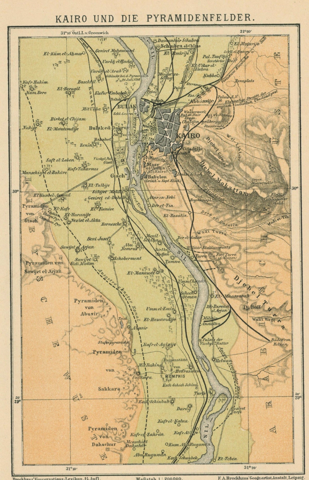 Ancient Egypt- Antique Map (1880) - Authentic Vintage Antique Print