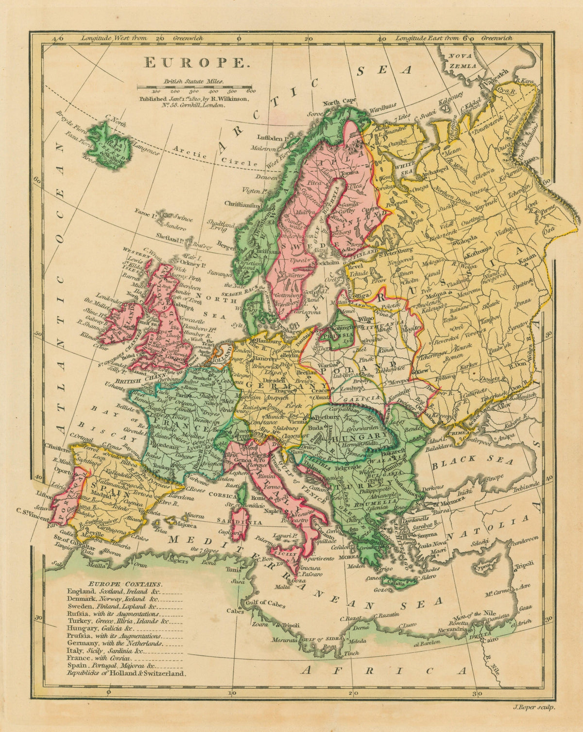 Europe- Antique Map - Authentic Vintage Antique Print