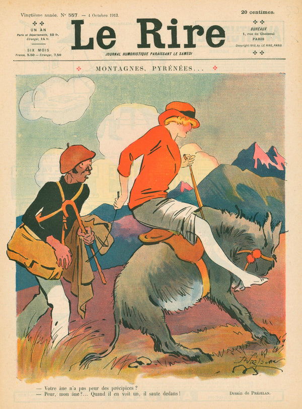 Mountagnes Pyrenees- French Satirical Comic - Authentic Vintage Antique Print