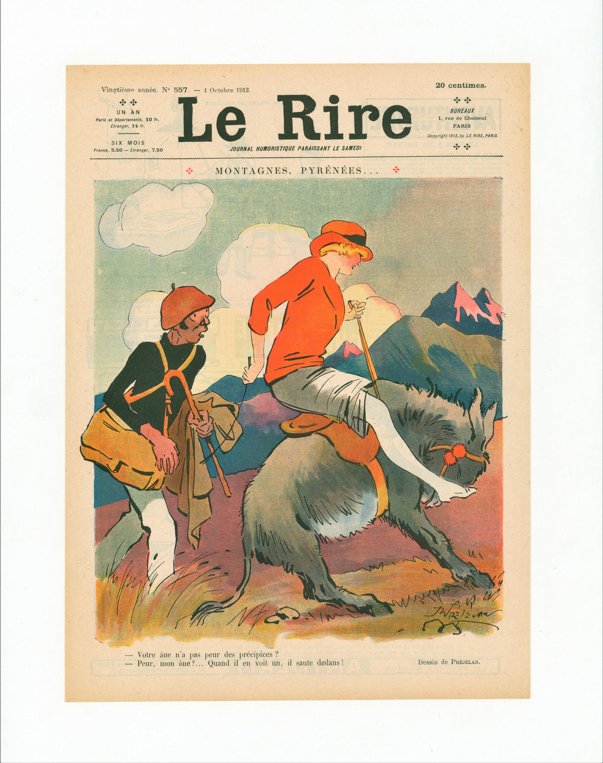 French Satirical Comic 14 - Authentic Vintage Antique Print