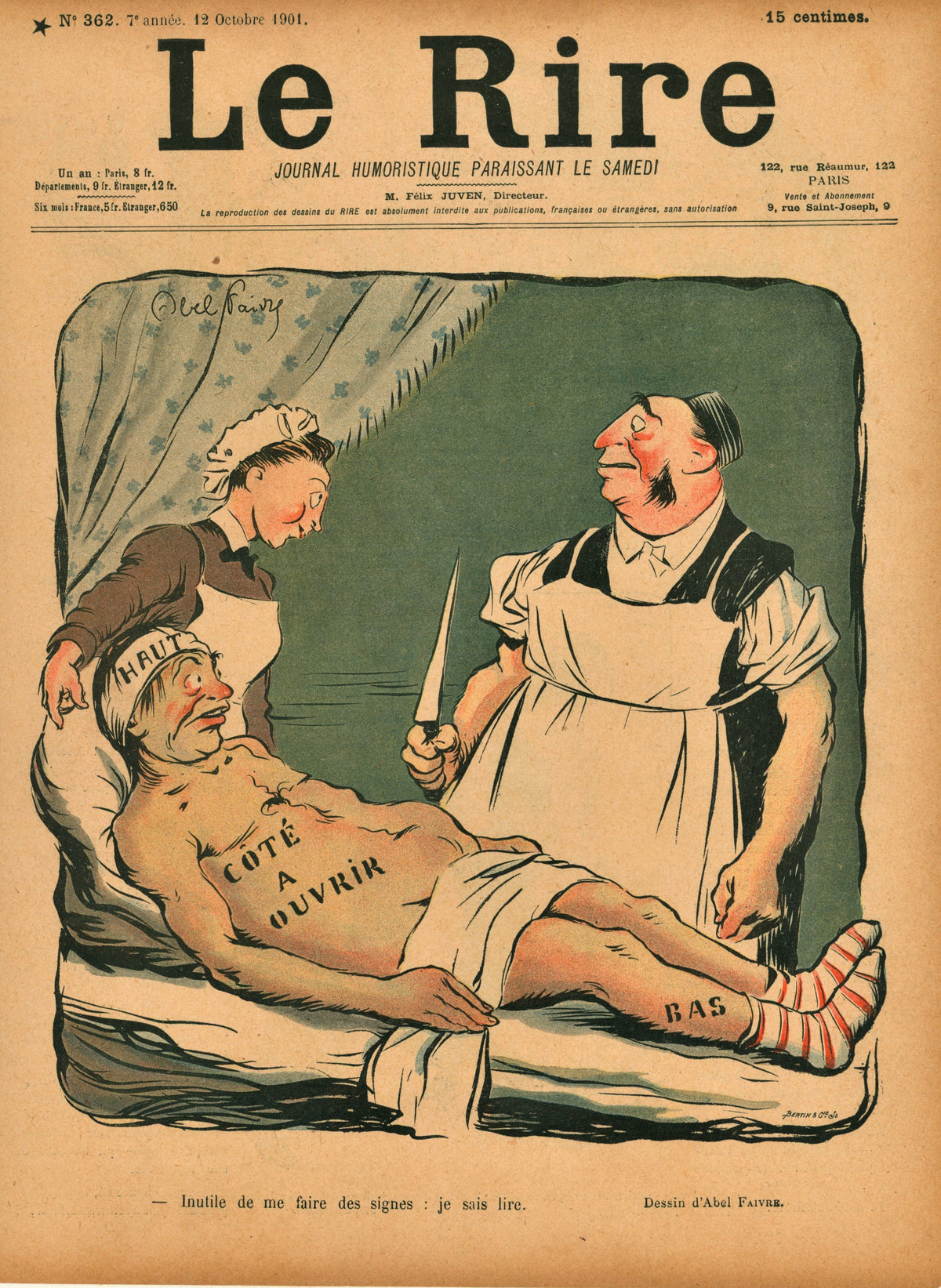 French Satirical Comic 15 - Authentic Vintage Antique Print