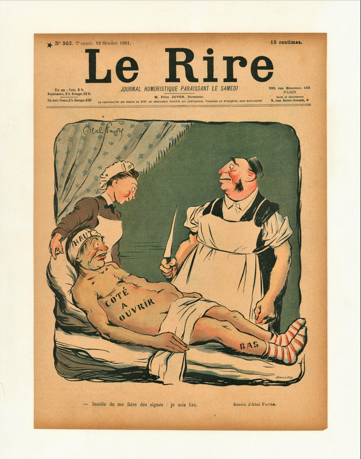 French Satirical Comic 15 - Authentic Vintage Antique Print