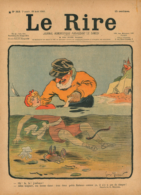 Oh La La J'Enfonce- French Satirical Comic - Authentic Vintage Antique Print