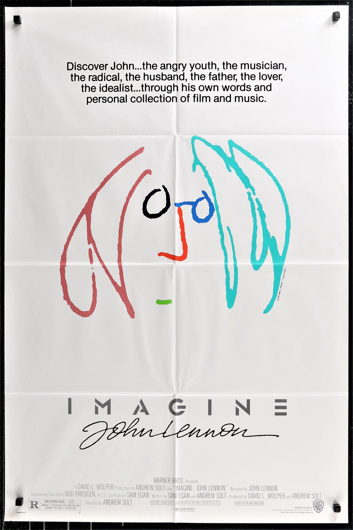 IMAGINE 1sh 1988 classic self portrait artwork by former Beatle John Lennon! - Authentic Vintage Poster