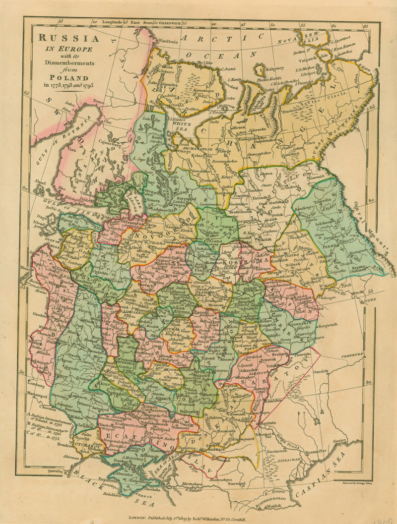 Authentic Vintage Antique Print | Russia- Antique Map