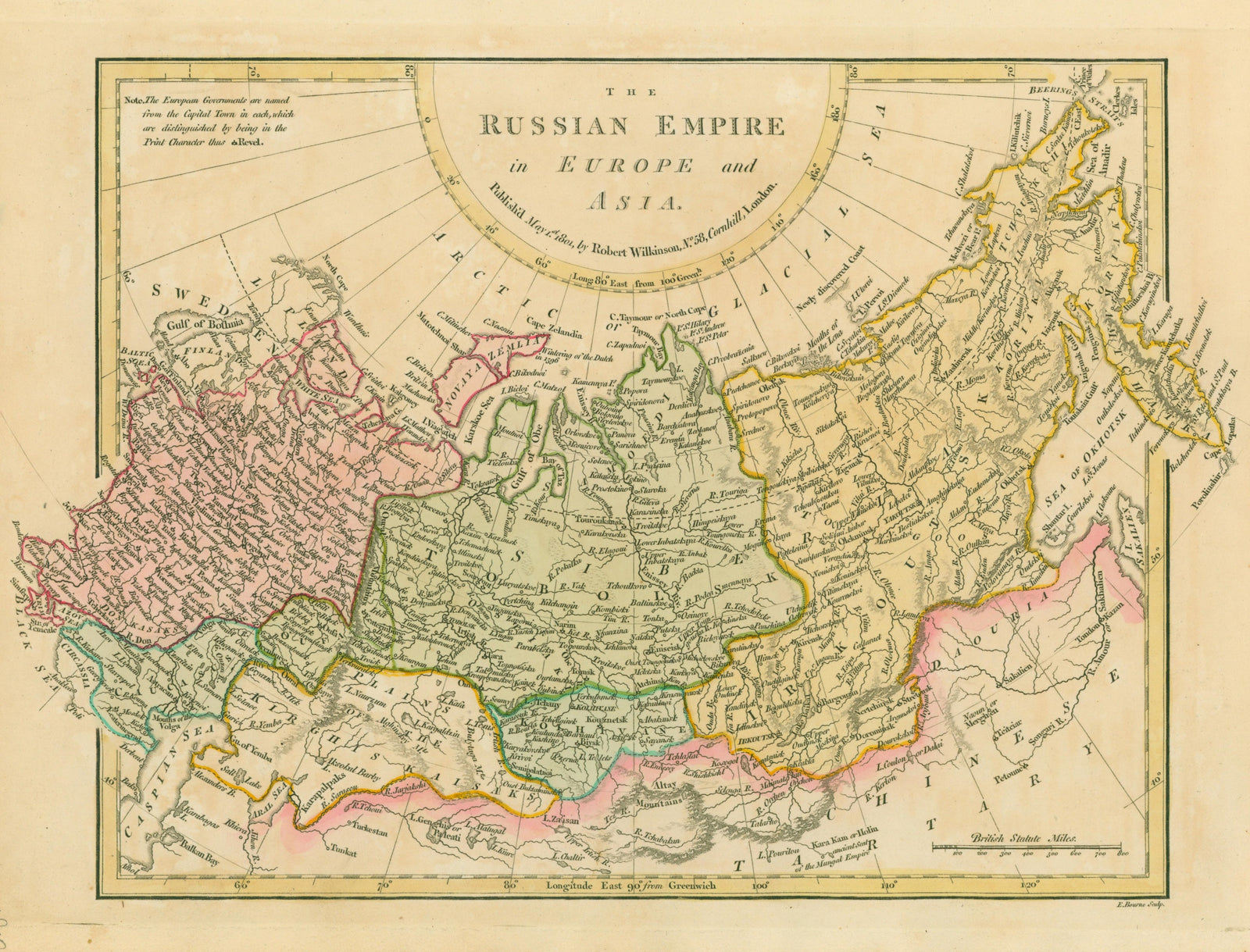 Russian Empire- Antique Map (1809) - Authentic Vintage Antique Print