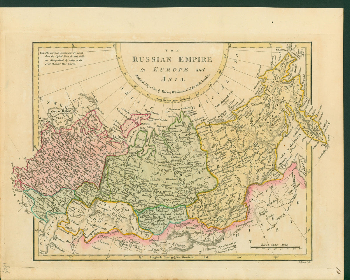 Russian Empire- Antique Map (1809) - Authentic Vintage Antique Print