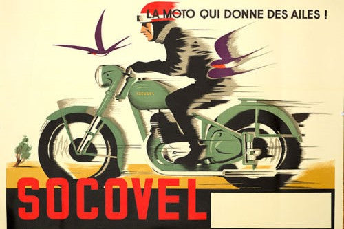 Socovel Motorcycle ad - Authentic Vintage Poster