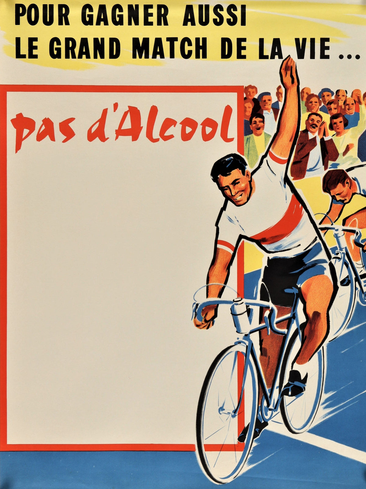 No Alcohol- Pas D&#39;Alcool - Authentic Vintage Poster