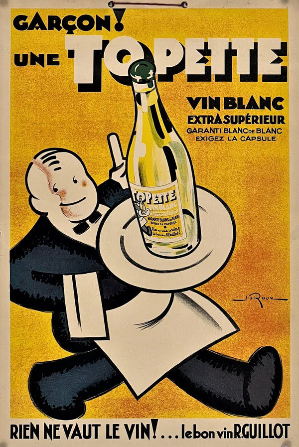 Garcon! Une Topette - Authentic Vintage Window Card