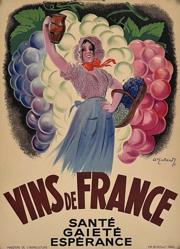 Vins de France - Authentic Vintage Window Card
