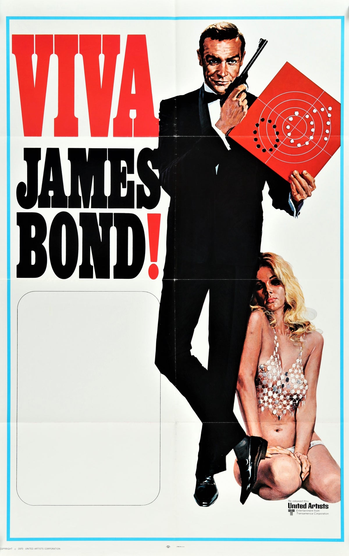 VIVA JAMES BOND int&#39;l 1sh 1970 artwork of Sean Connery &amp; sexy blonde in see-through outfit! - Authentic Vintage Poster