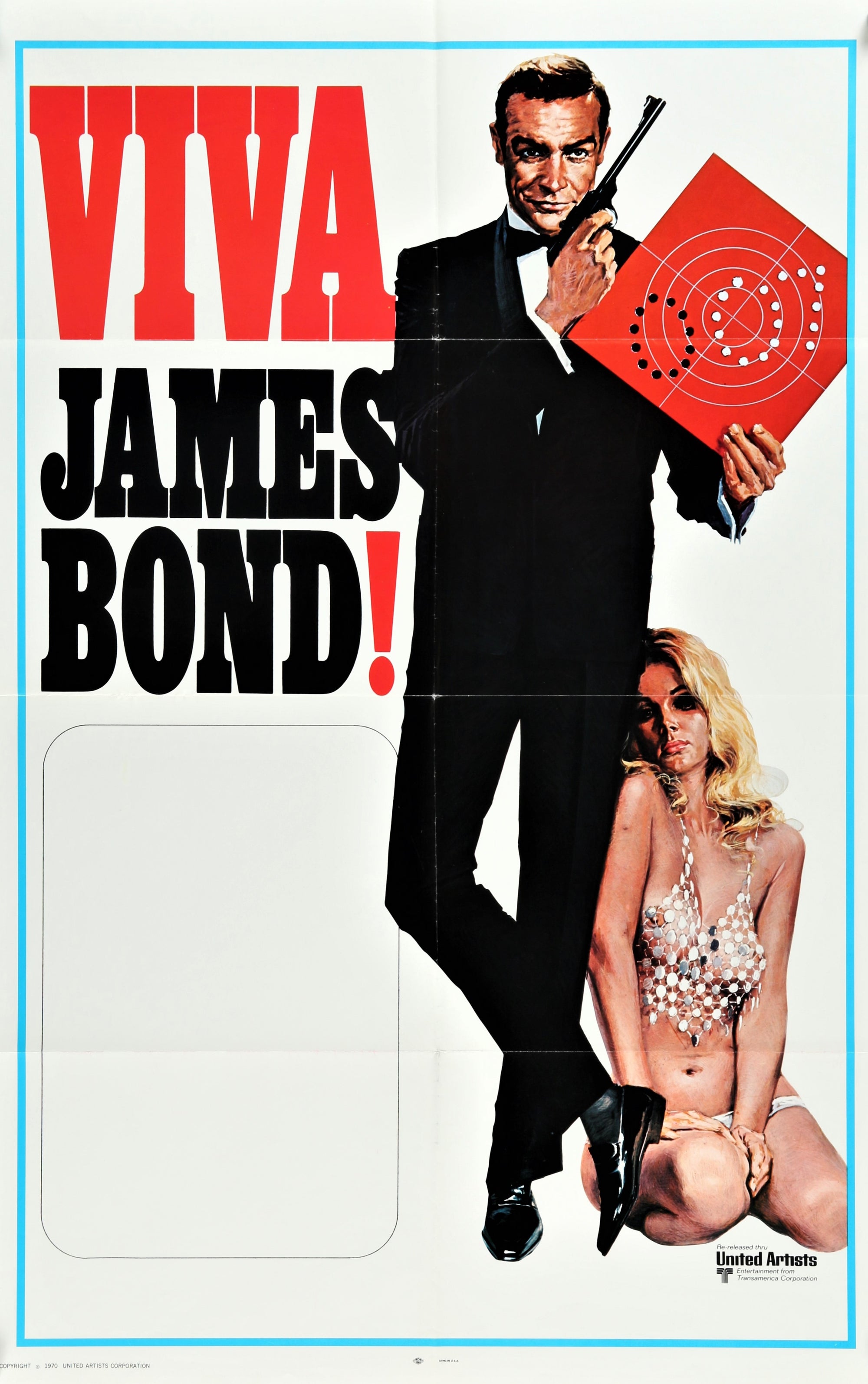 VIVA JAMES BOND int'l 1sh 1970 artwork of Sean Connery & sexy blonde in see-through outfit! - Authentic Vintage Poster