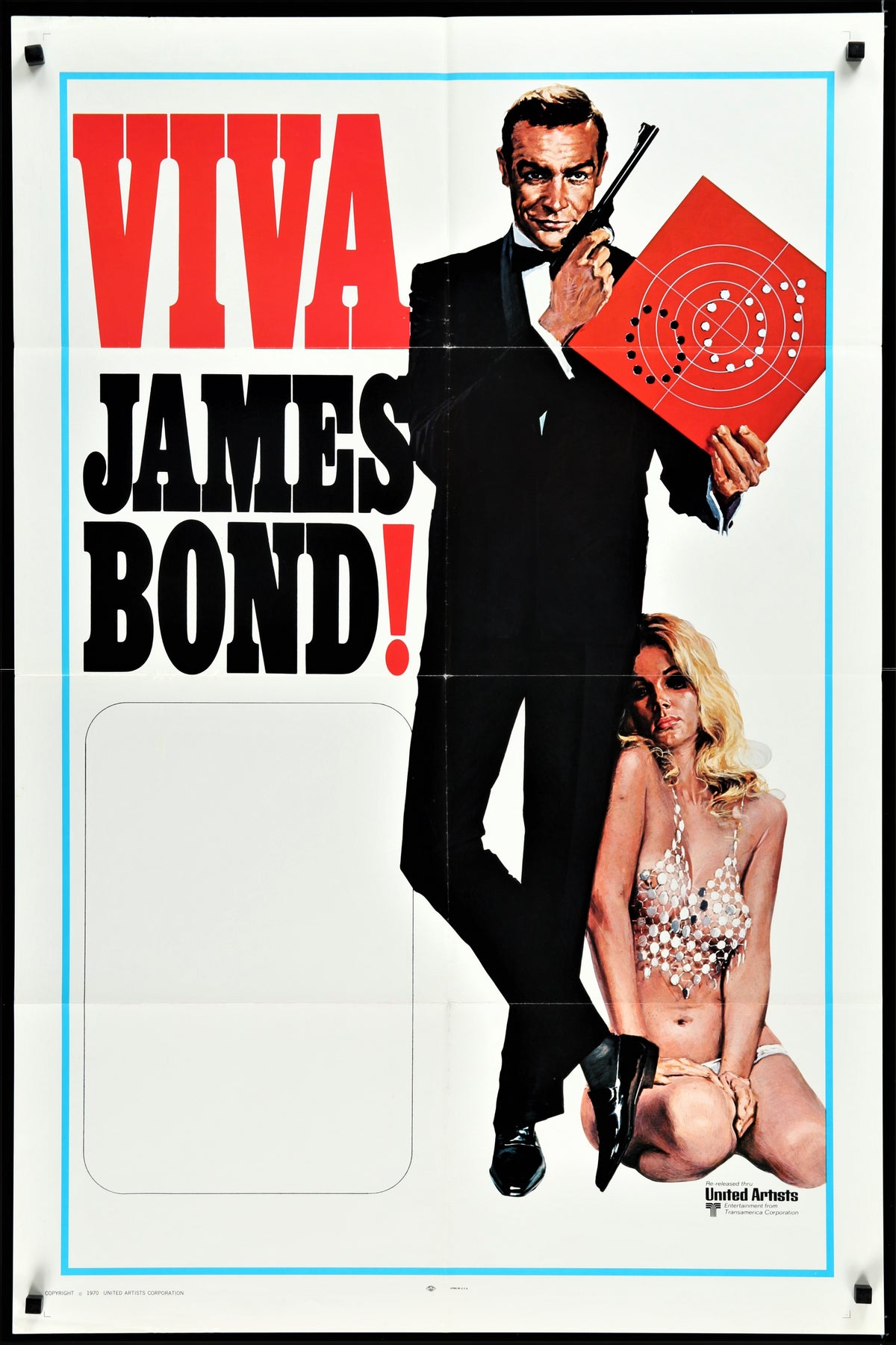 VIVA JAMES BOND int&#39;l 1sh 1970 artwork of Sean Connery &amp; sexy blonde in see-through outfit! - Authentic Vintage Poster