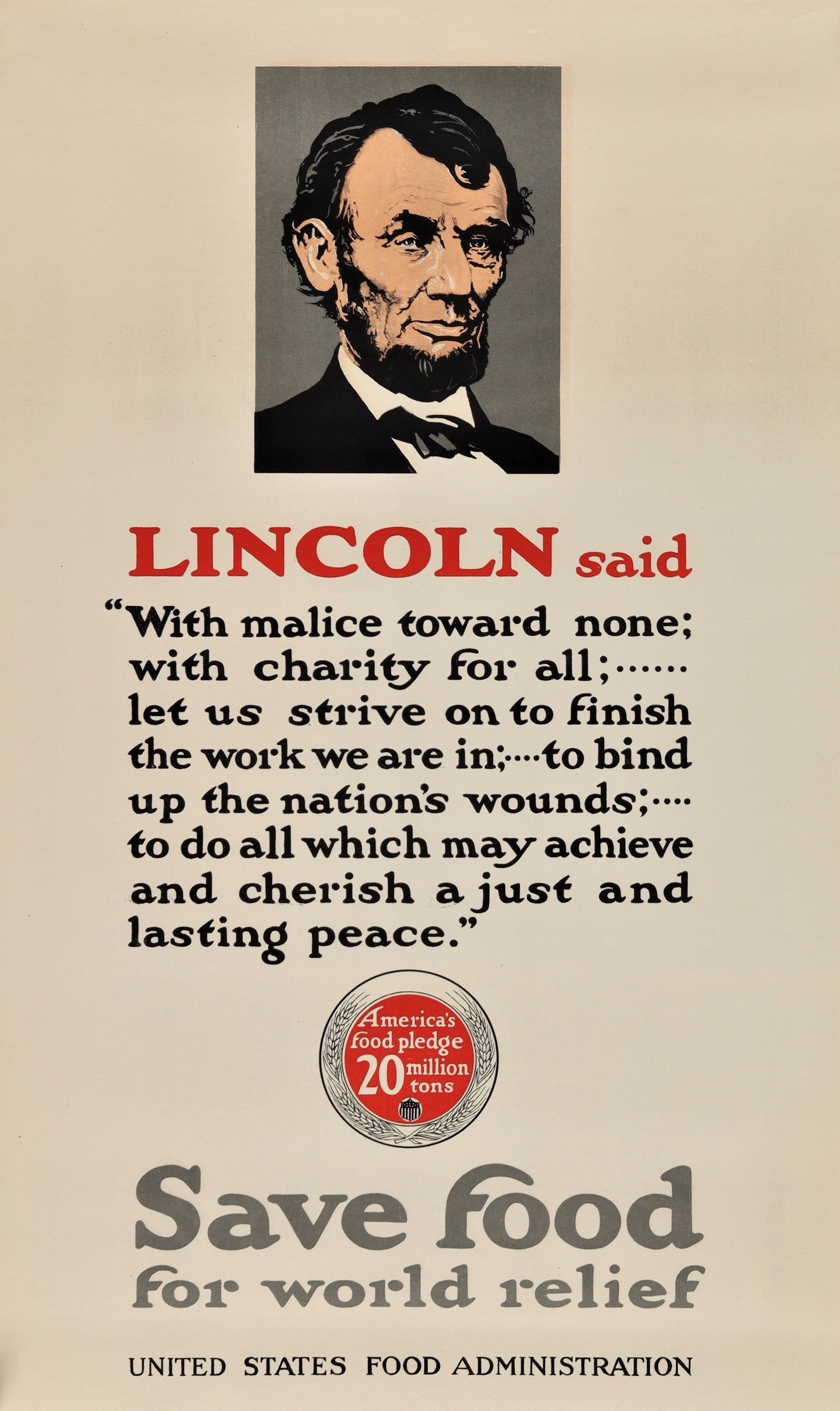 Save Food for World Relief - Authentic Vintage Poster