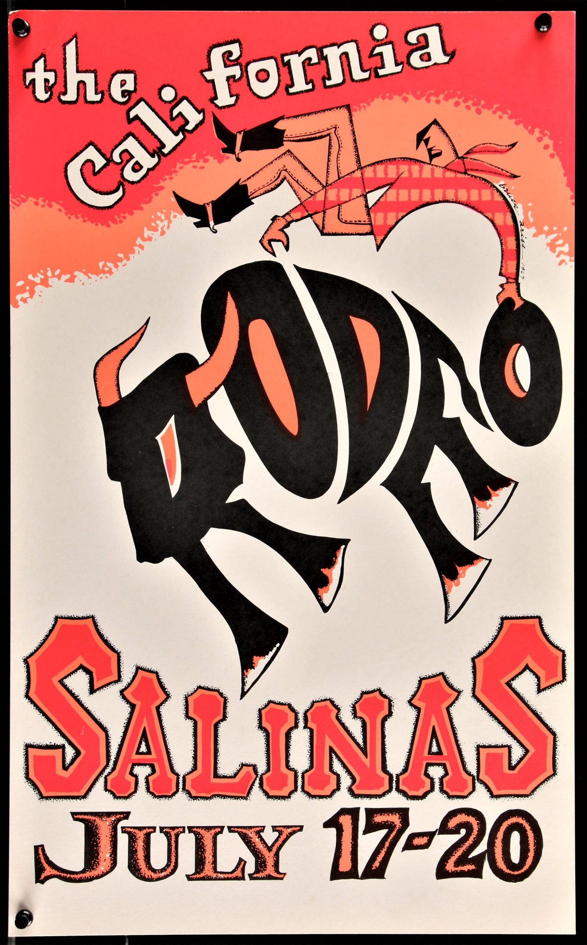 CALIFORNIA RODEO SALINAS WC 1967 great Bruce Ariss art of cowboy riding the title! - Authentic Vintage Poster